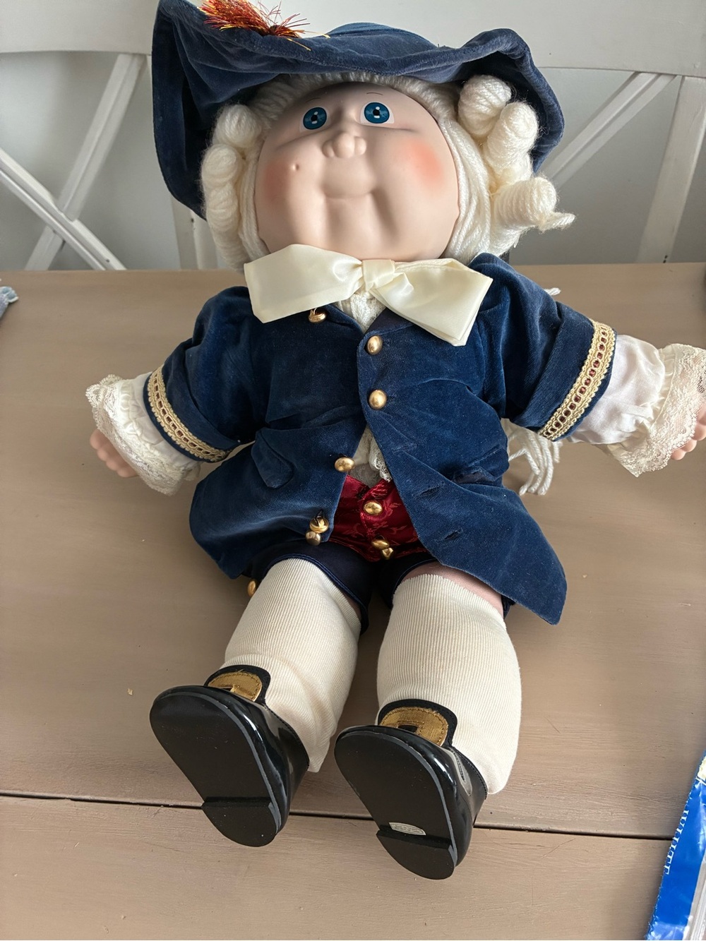 Cabbage Patch  Vintage-Style Navy Velvet Doll with Cream Bow